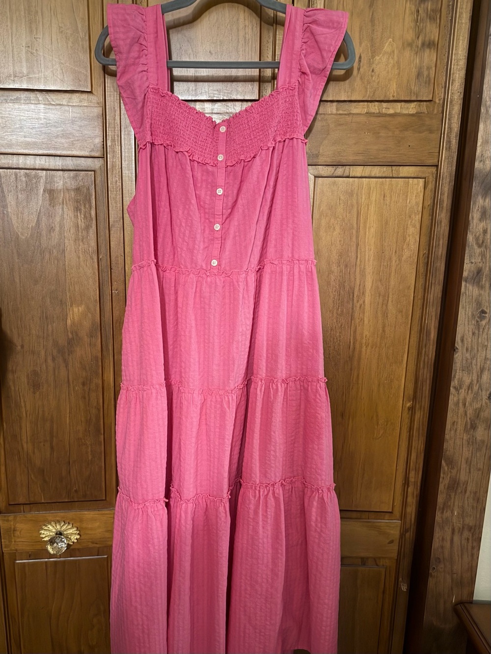 Old Navy Hot Pink Tiered Maxi Dress with Ruffle Straps